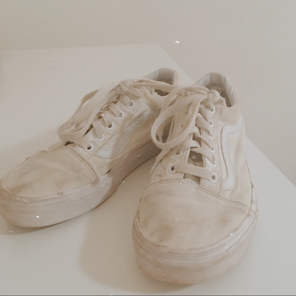 White Canvas Old Skool Vans